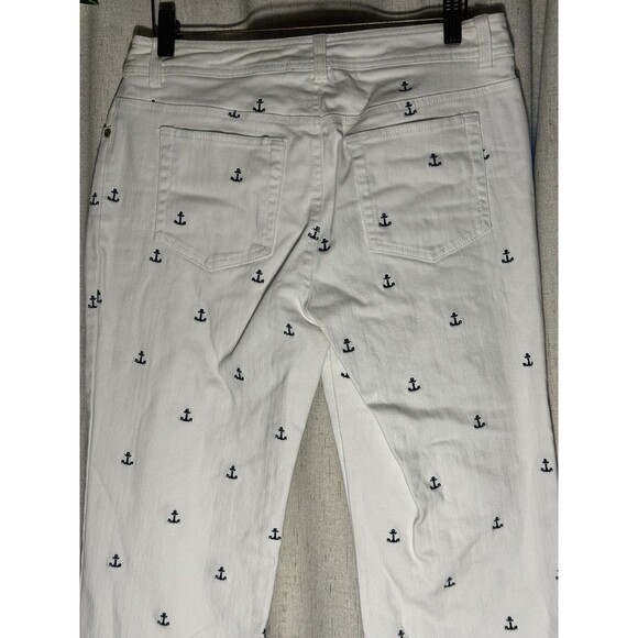 Lilly Pulitzer Sailor Pants Womens 8 White Anchor Embroidered Nautical Preppy - Picture 12 of 13